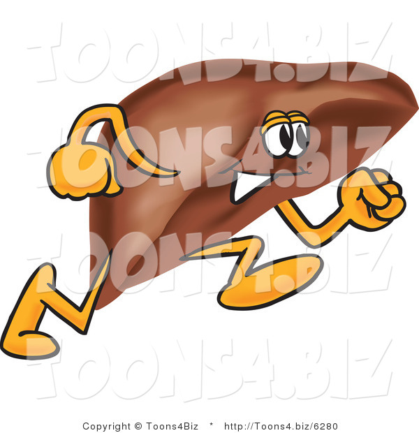 Vector Illustration of a Cartoon Liver Mascot Running