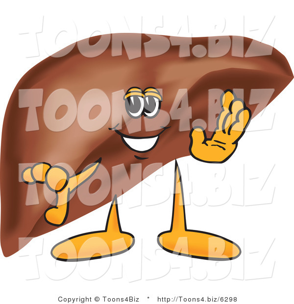 Vector Illustration of a Cartoon Liver Mascot Waving