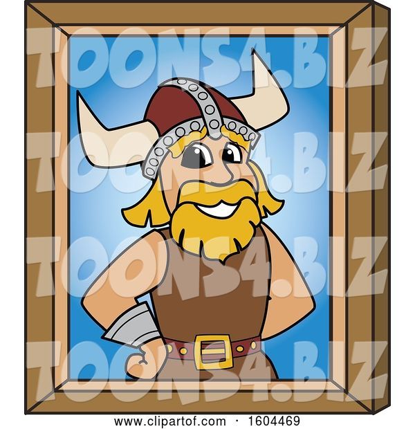 Vector Illustration of a Cartoon Male Viking School Mascot Portrait