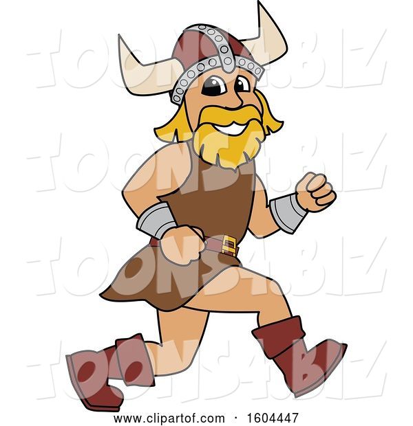 Vector Illustration of a Cartoon Male Viking School Mascot Running