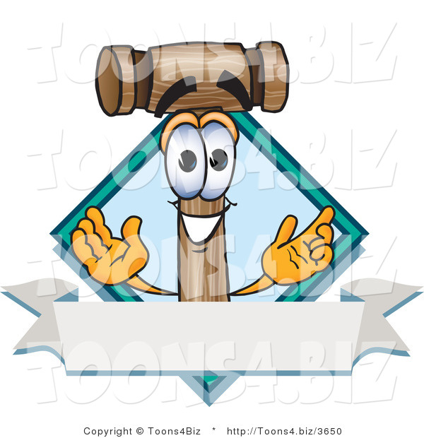 Vector Illustration of a Cartoon Mallet Mascot with a Blank Label