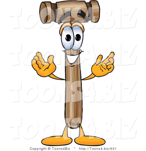 Vector Illustration of a Cartoon Mallet Mascot with Welcoming Open Arms