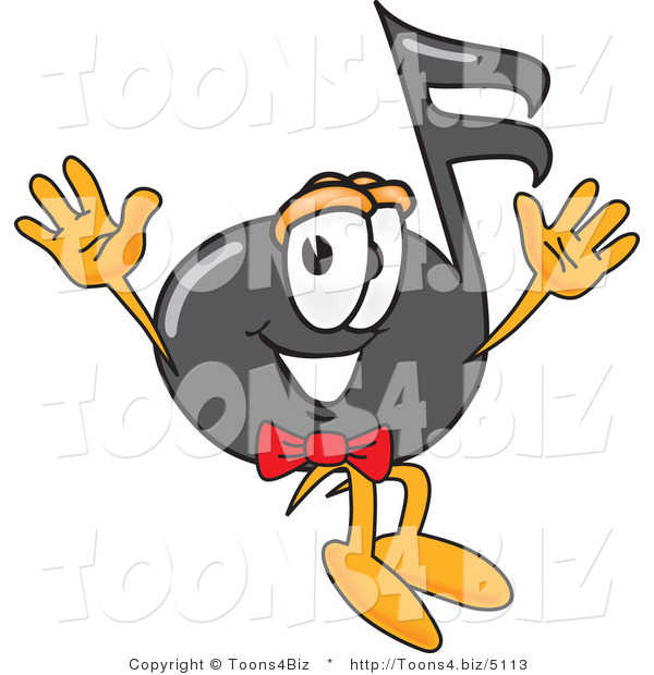 Vector Illustration of a Cartoon Music Note Mascot Jumping