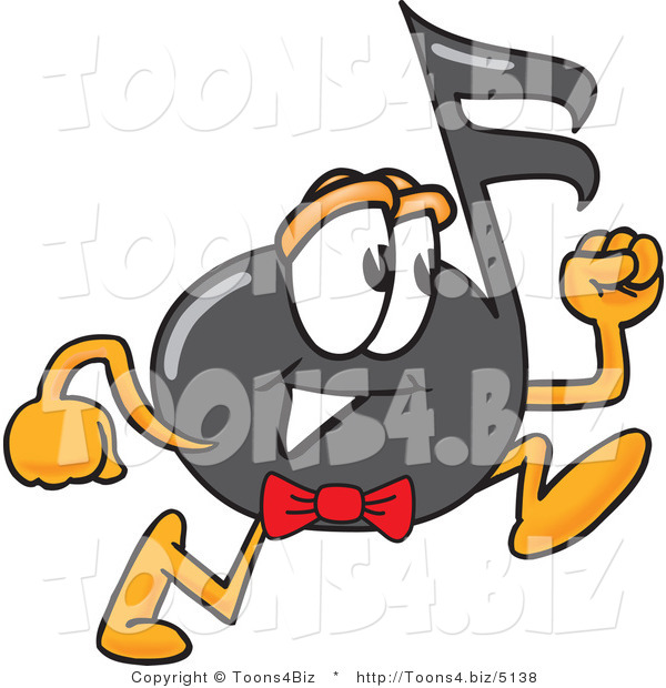 Vector Illustration of a Cartoon Music Note Mascot Running