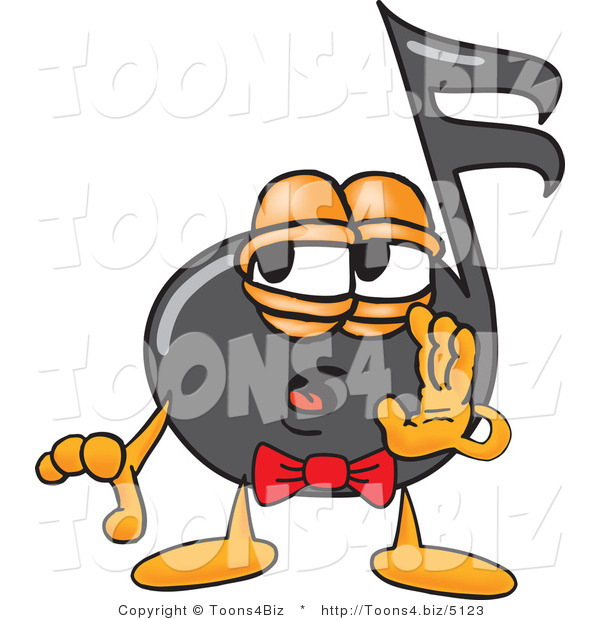 Vector Illustration of a Cartoon Music Note Mascot Whispering and Gossiping
