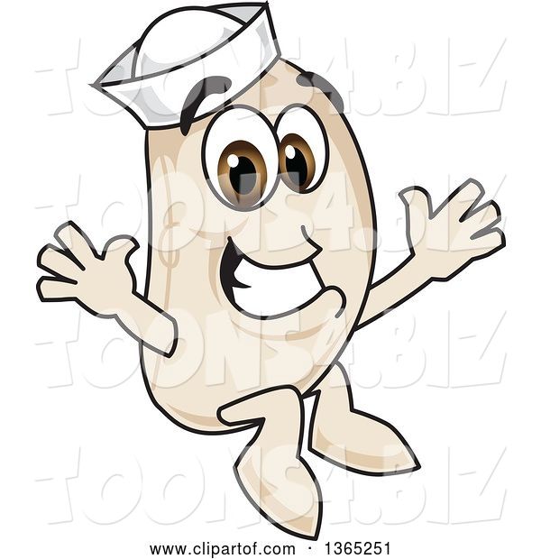 Vector Illustration of a Cartoon Navy Bean Mascot Jumping