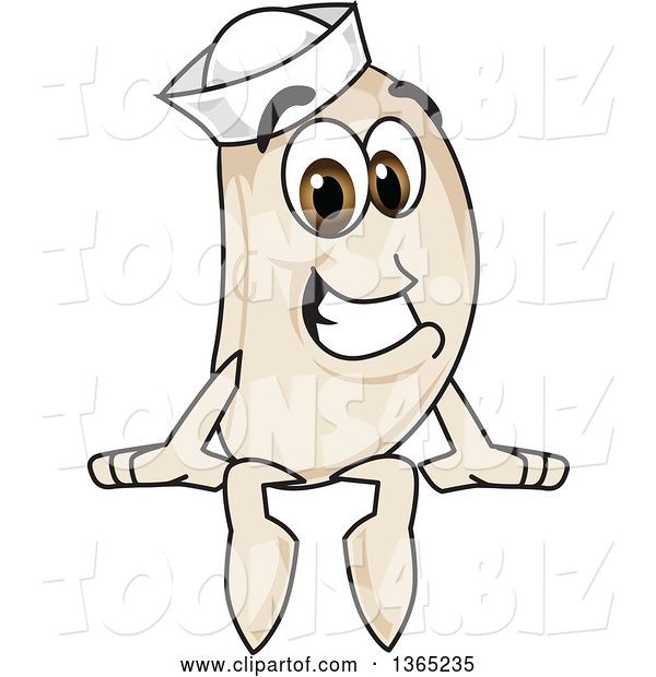 Vector Illustration of a Cartoon Navy Bean Mascot Sitting