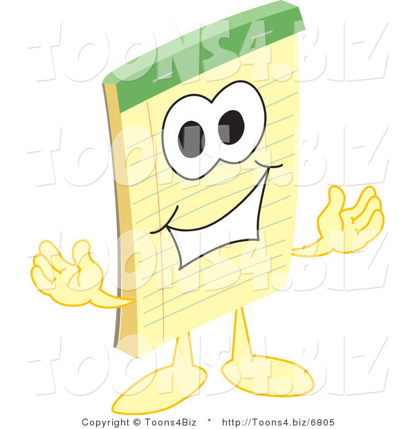Vector Illustration of a Cartoon Notepad Mascot Welcoming