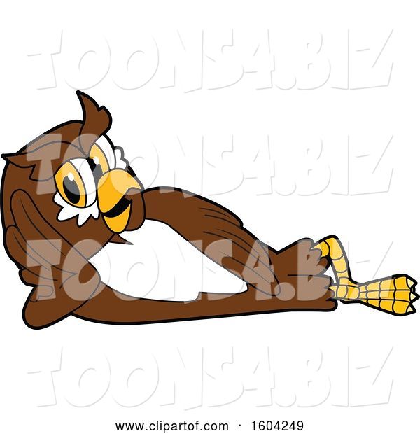 Vector Illustration of a Cartoon Owl School Mascot Relaxing