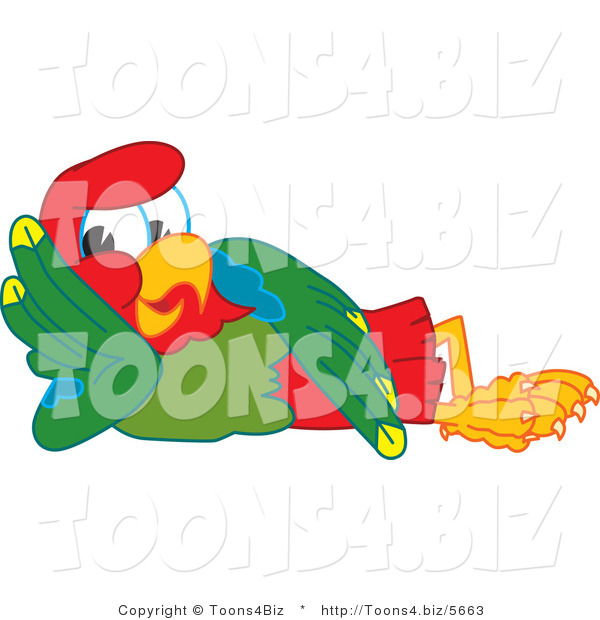 Vector Illustration of a Cartoon Parrot Mascot Resting