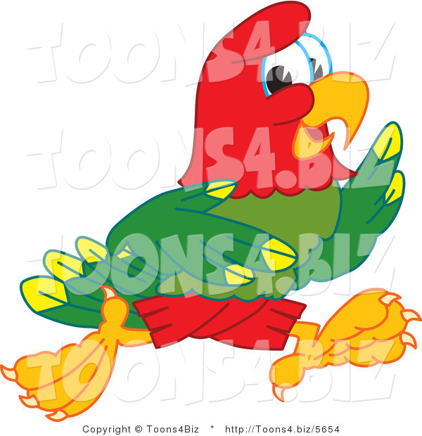 Vector Illustration of a Cartoon Parrot Mascot Running
