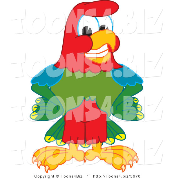 Vector Illustration of a Cartoon Parrot Mascot Smiling