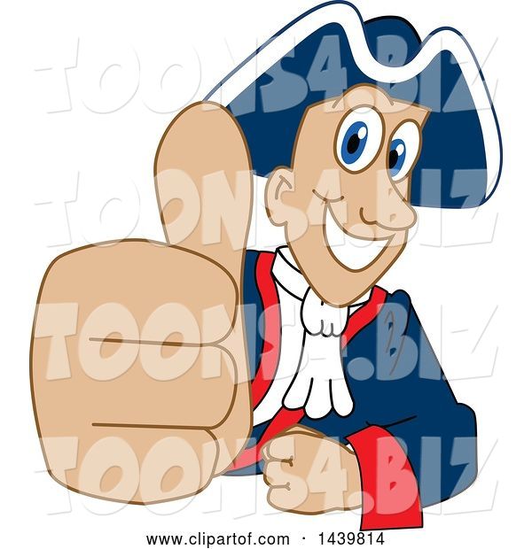 Vector Illustration of a Cartoon Patriot Mascot Giving a Thumb up