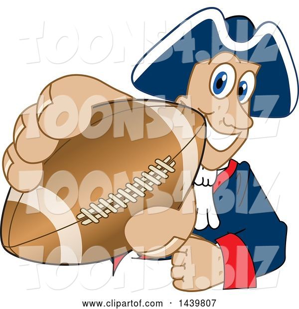 Vector Illustration of a Cartoon Patriot Mascot Grabbing a Football