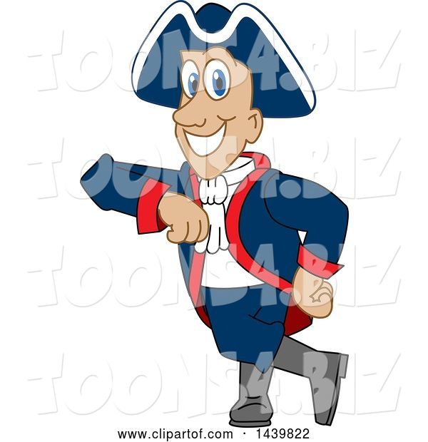 Vector Illustration of a Cartoon Patriot Mascot Leaning