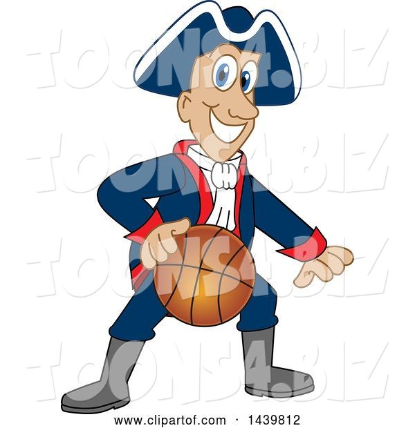 Vector Illustration of a Cartoon Patriot Mascot Playing Basketball