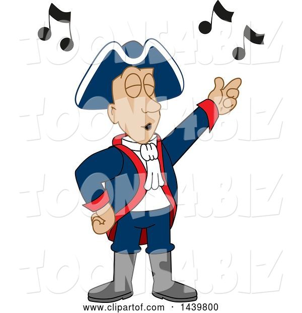 Vector Illustration of a Cartoon Patriot Mascot Singing