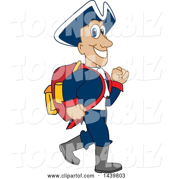 Vector Illustration of a Cartoon Patriot Mascot Wearing a Backpack