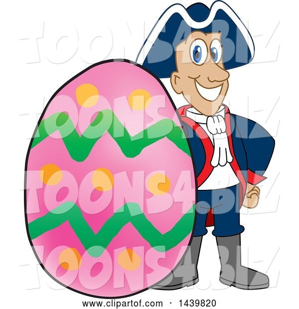 Vector Illustration of a Cartoon Patriot Mascot with an Easter Egg