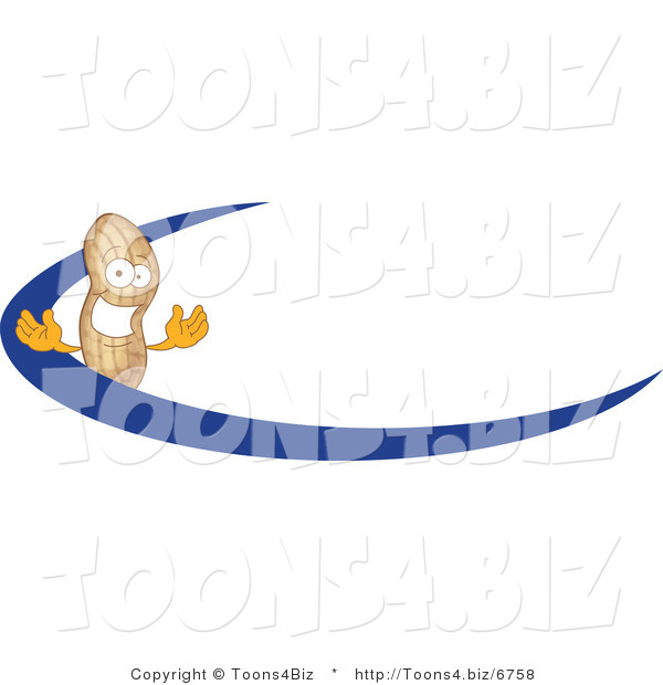 Vector Illustration of a Cartoon Peanut Mascot Logo with a Blue Dash