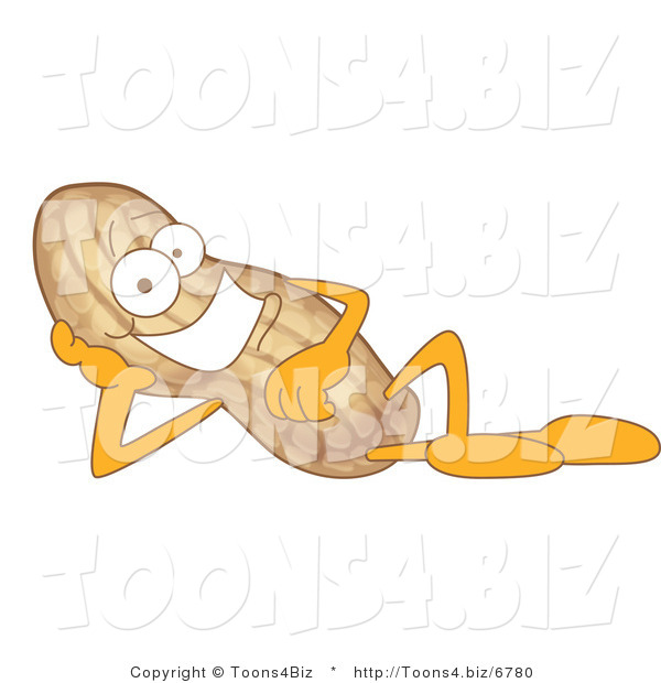 Vector Illustration of a Cartoon Peanut Mascot Reclined