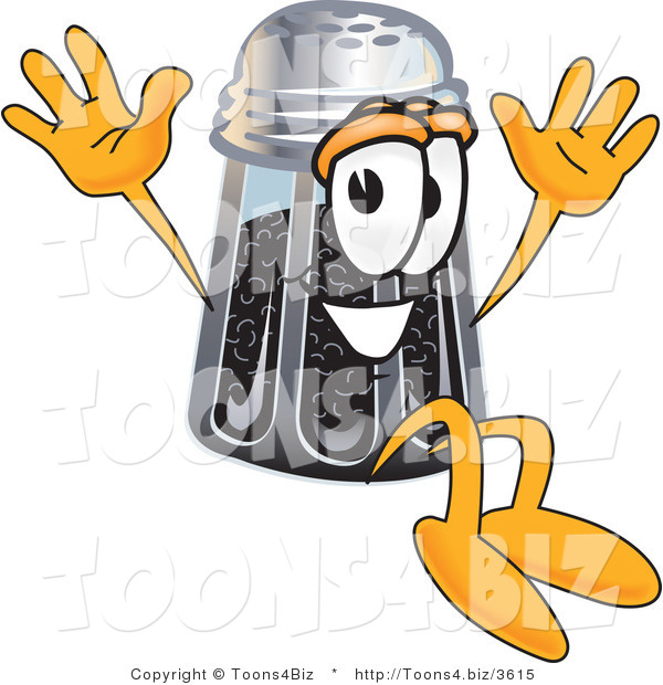 Vector Illustration of a Cartoon Pepper Shaker Mascot Jumping