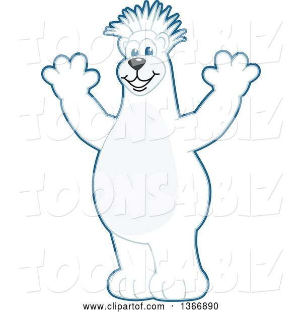 Vector Illustration of a Cartoon Polar Bear School Mascot with a Mohawk, Cheering