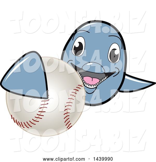 Vector Illustration of a Cartoon Porpoise Dolphin School Mascot Grabbing a Baseball