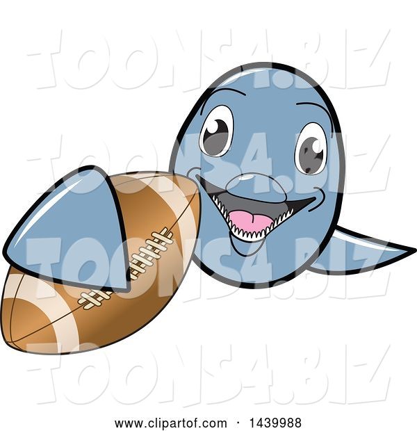 Vector Illustration of a Cartoon Porpoise Dolphin School Mascot Grabbing a Football