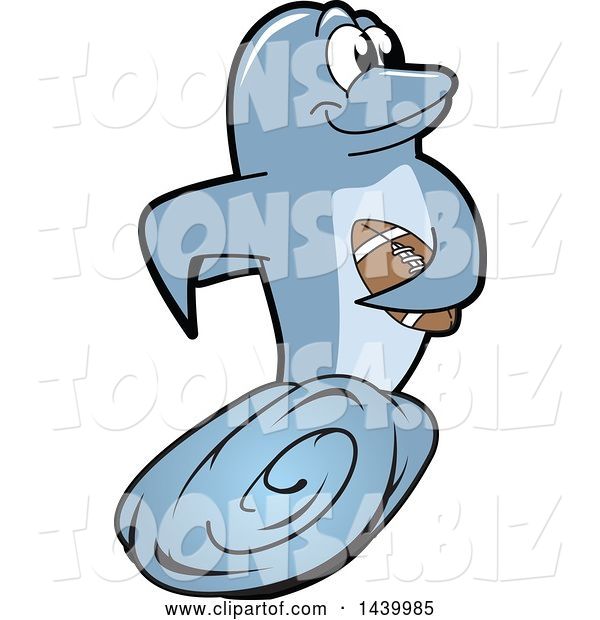 Vector Illustration of a Cartoon Porpoise Dolphin School Mascot Playing Football