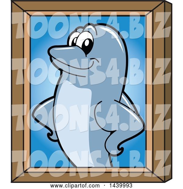 Vector Illustration of a Cartoon Porpoise Dolphin School Mascot Portrait