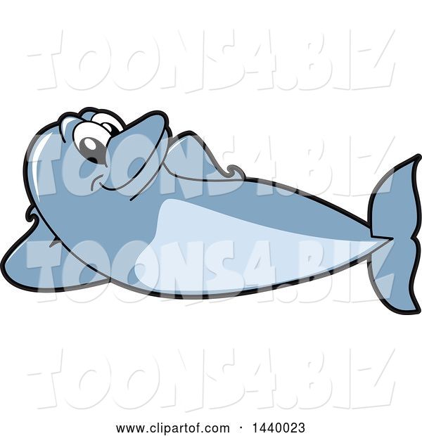 Vector Illustration of a Cartoon Porpoise Dolphin School Mascot Relaxing