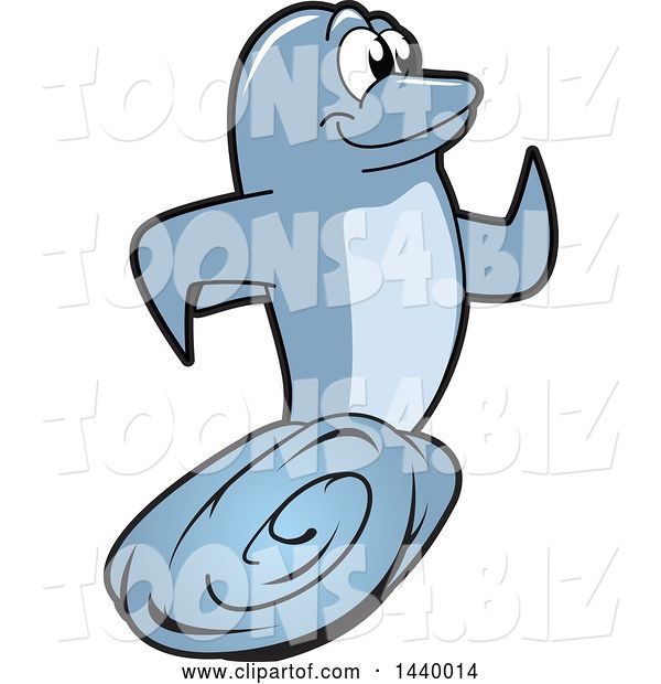 Vector Illustration of a Cartoon Porpoise Dolphin School Mascot Running