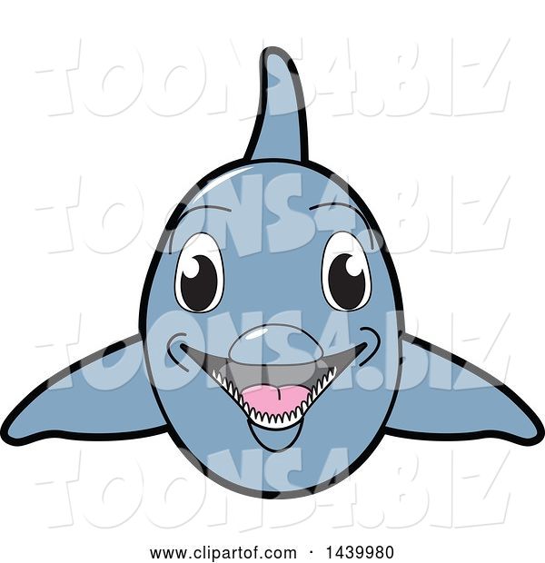 Vector Illustration of a Cartoon Porpoise Dolphin School Mascot Swimming