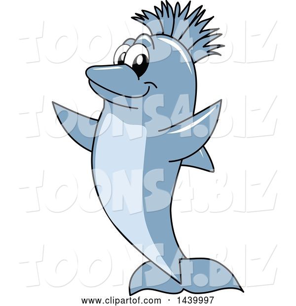 Vector Illustration of a Cartoon Porpoise Dolphin School Mascot with a Mohawk