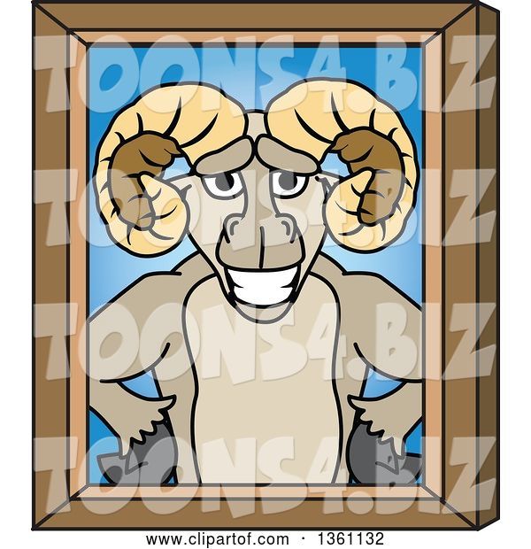 Vector Illustration of a Cartoon Ram Mascot Portrait