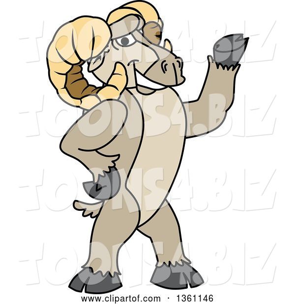 Vector Illustration of a Cartoon Ram Mascot Presenting