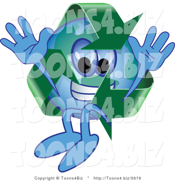 Vector Illustration of a Cartoon Recycle Mascot Jumping