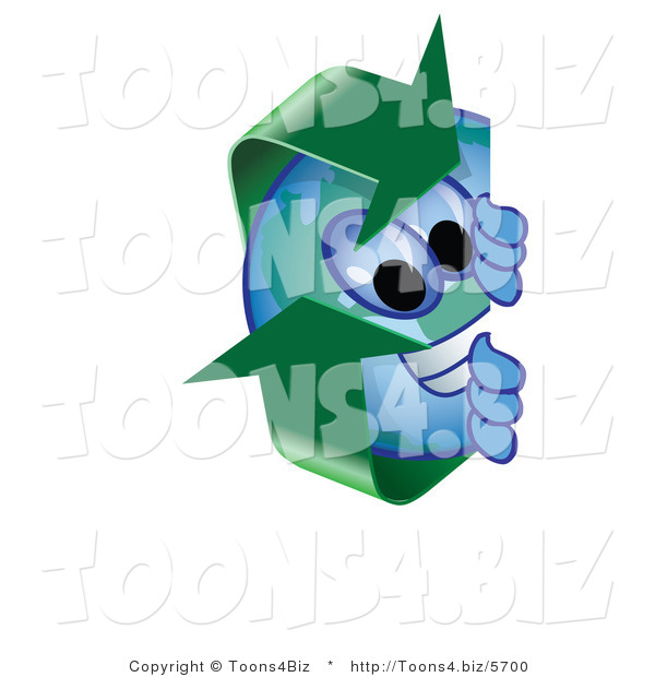 Vector Illustration of a Cartoon Recycle Mascot Peeking