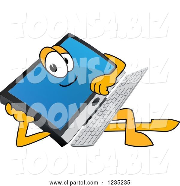 Vector Illustration of a Cartoon Resting PC Computer Mascot