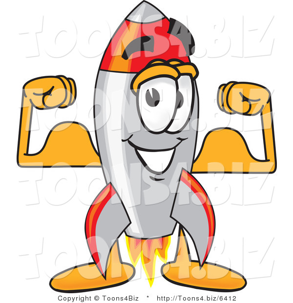 Vector Illustration of a Cartoon Rocket Mascot Flexing