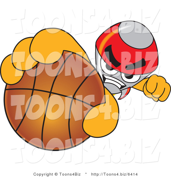 Vector Illustration of a Cartoon Rocket Mascot Grabbing a Basketball