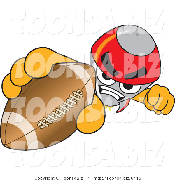 Vector Illustration of a Cartoon Rocket Mascot Grabbing a Football