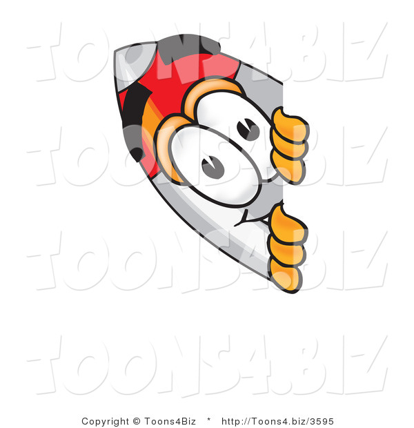Vector Illustration of a Cartoon Rocket Mascot Peeking Around a Corner