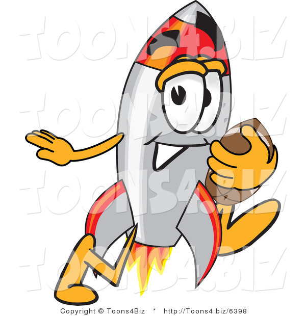 Vector Illustration of a Cartoon Rocket Mascot Playing Football