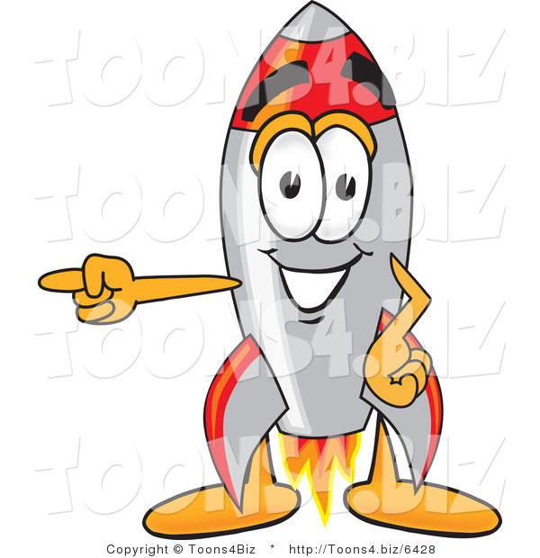 Vector Illustration of a Cartoon Rocket Mascot Pointing Left