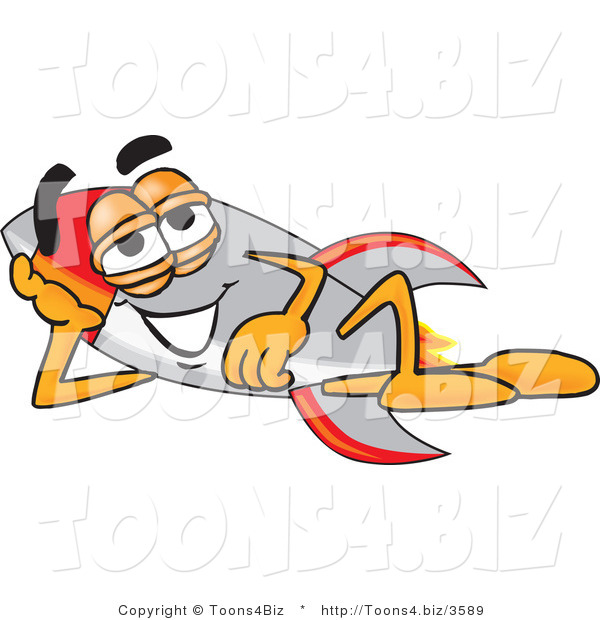 Vector Illustration of a Cartoon Rocket Mascot Resting His Head on His Hand