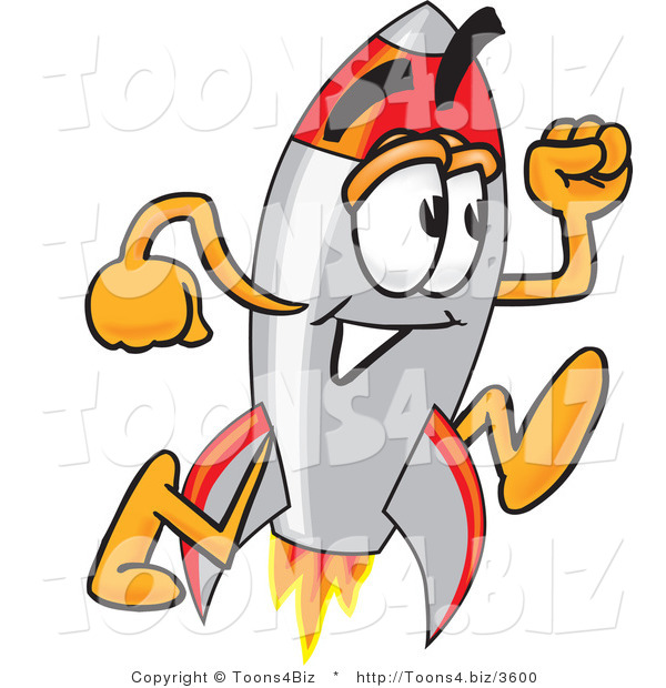 Vector Illustration of a Cartoon Rocket Mascot Running