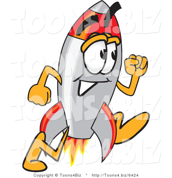 Vector Illustration of a Cartoon Rocket Mascot Running