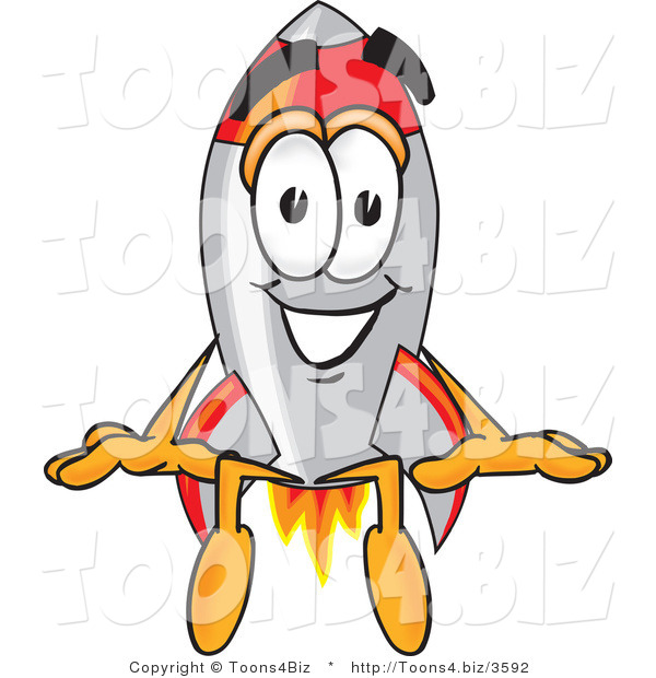 Vector Illustration of a Cartoon Rocket Mascot Sitting